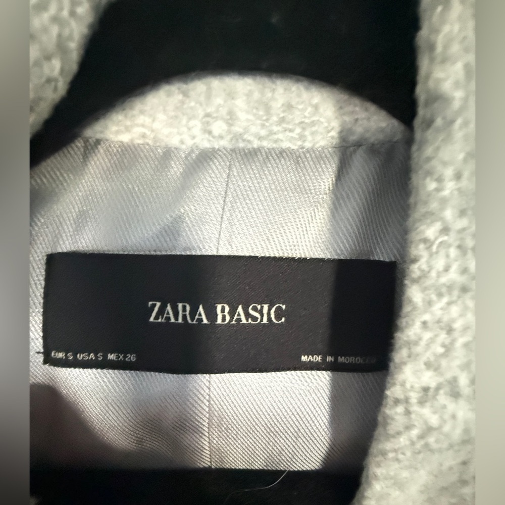 Zara Basic Herringbone Peacoat Blazer - Grey - Picture 3 of 4